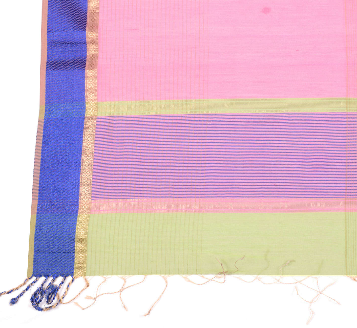 Sushila Vintage Pink Dupatta Pure Cotton Silk Stripes Woven Long Stole