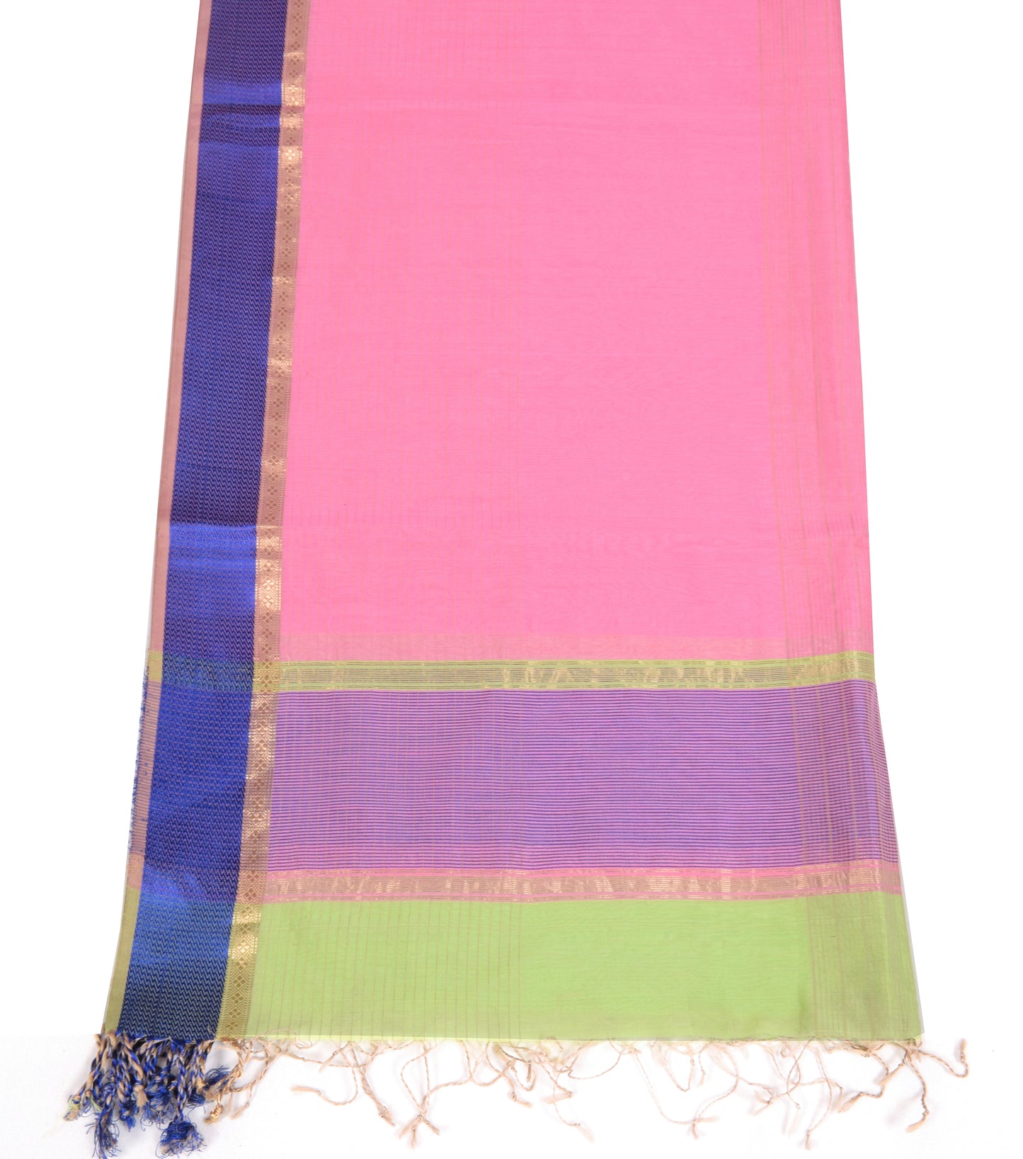 Sushila Vintage Pink Dupatta Pure Cotton Silk Stripes Woven Long Stole