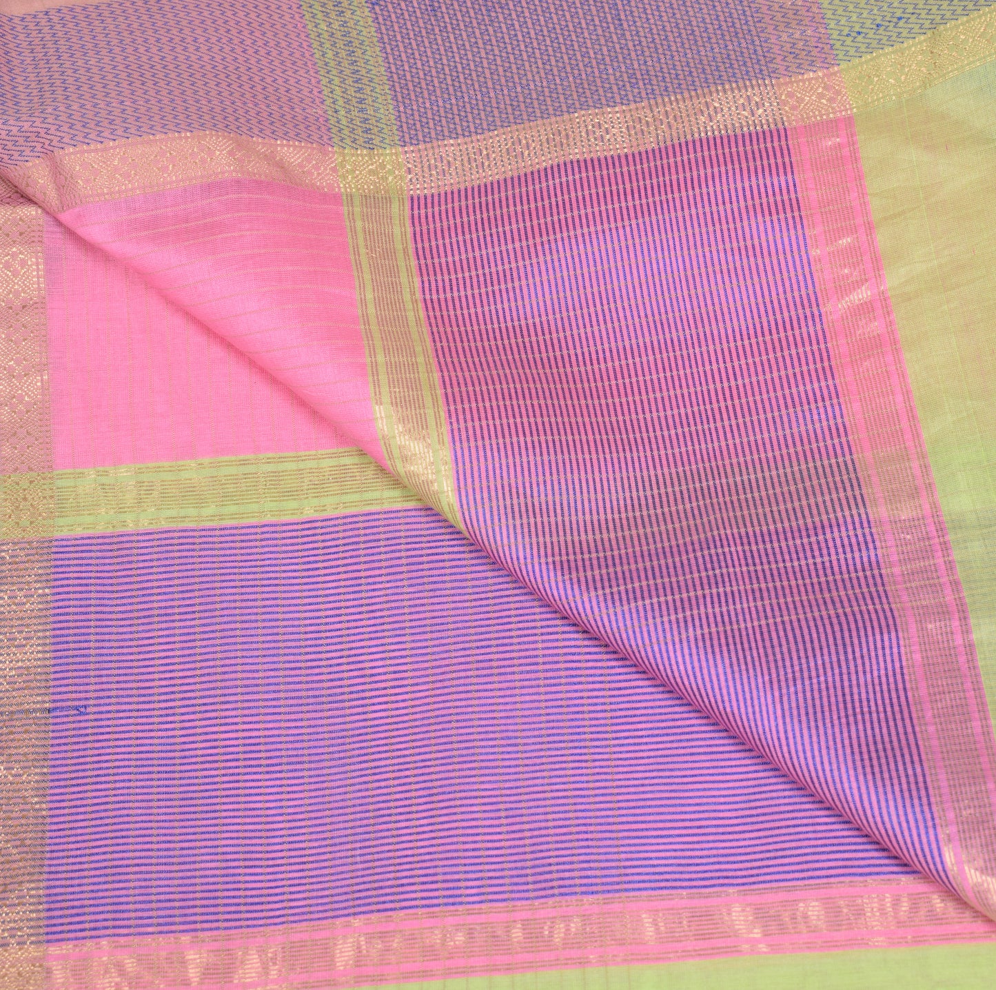 Sushila Vintage Pink Dupatta Pure Cotton Silk Stripes Woven Long Stole