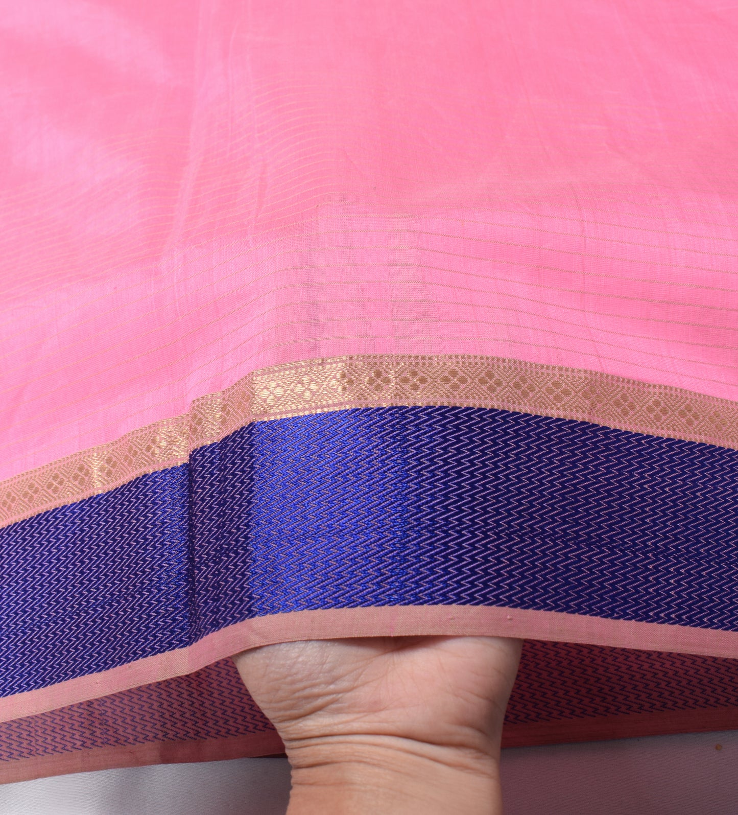 Sushila Vintage Pink Dupatta Pure Cotton Silk Stripes Woven Long Stole