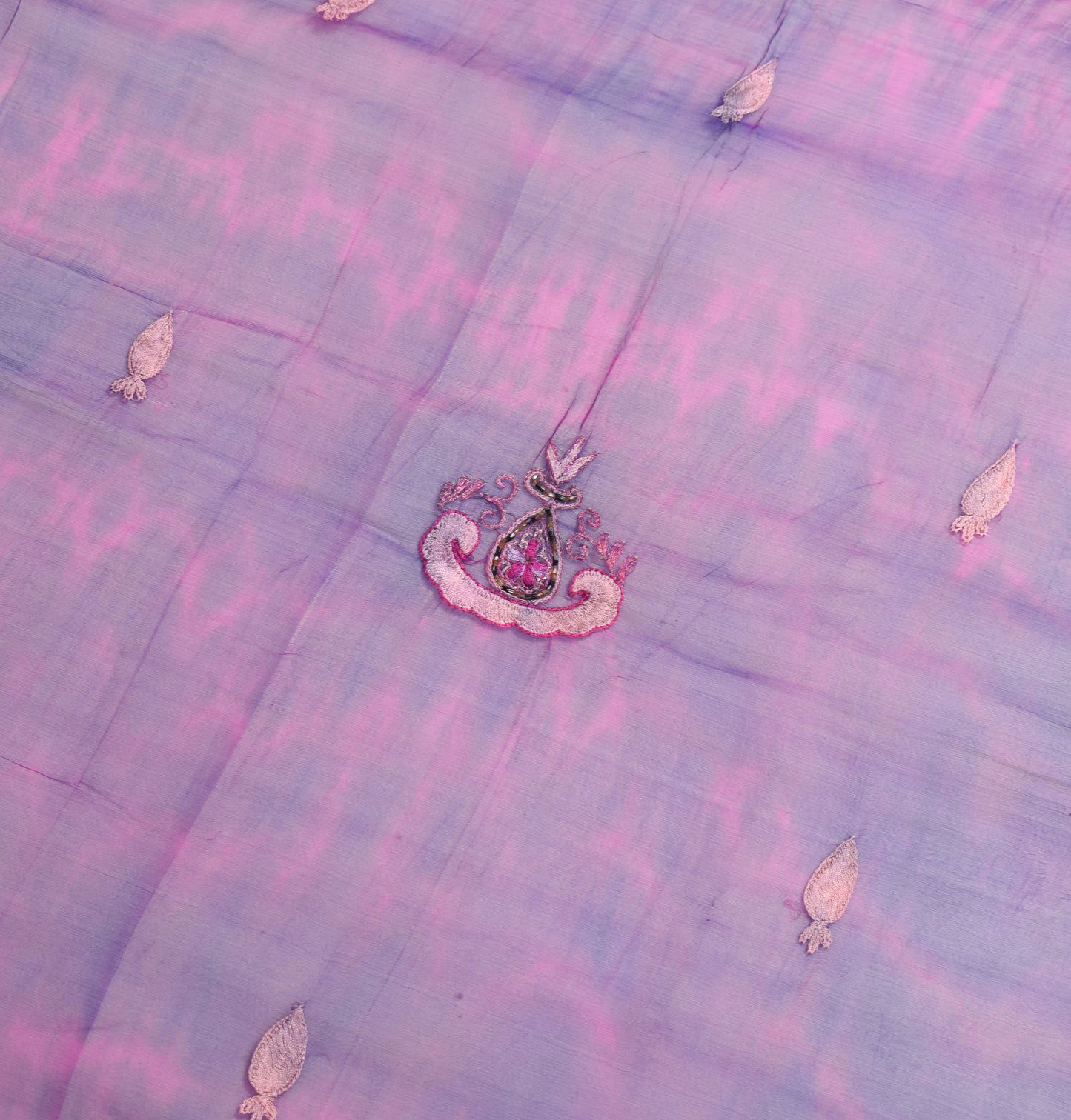 Sushila Vintage Magenta Tie-Dye Dupatta Pure Chiffon Embroidered Long Stole