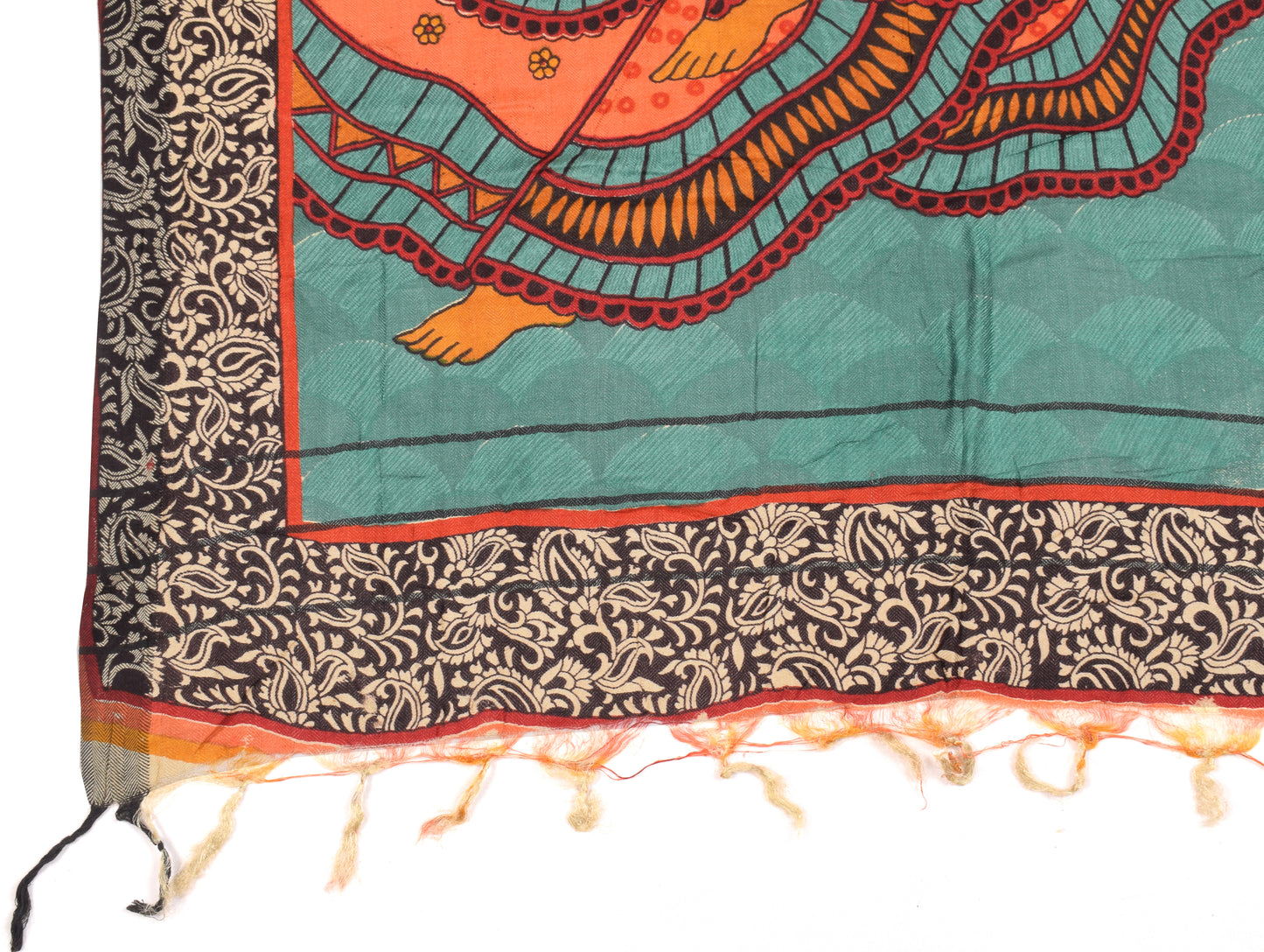 Sushila Vintage Madhubani or Mithila style Dupatta Pure Woolen Multi-Color Long Stole