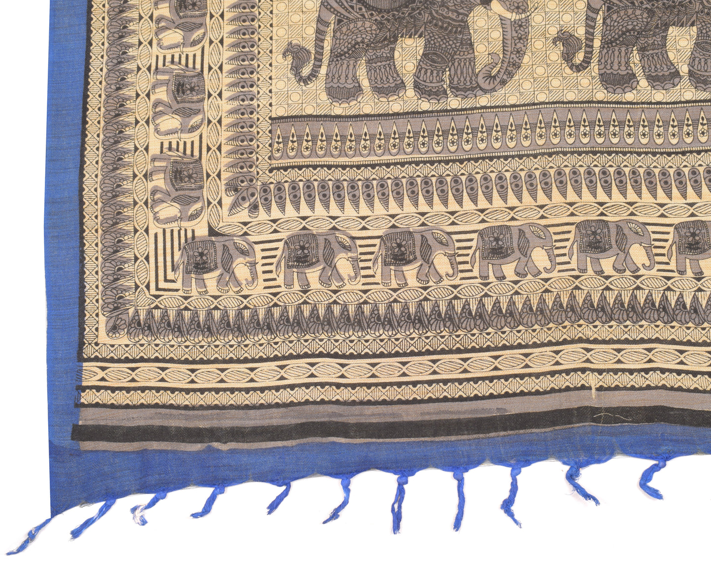 Sushila Vintage Beige Dupatta Pure Cotton Silk Elephant Printed  Long Stole