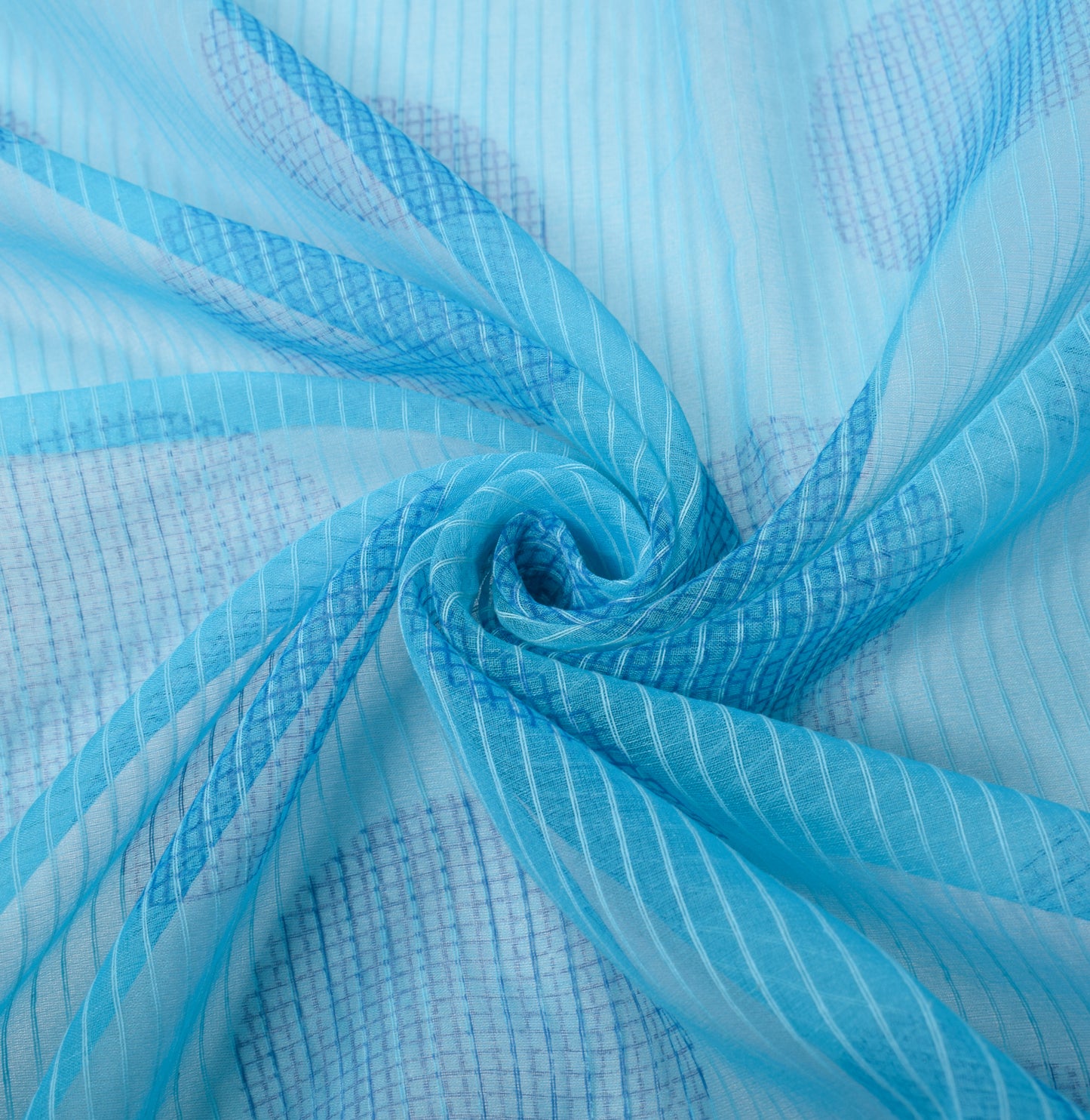 Sushila Vintage Aqua Blue Dupatta Art Organza Silk Polka Dot Print Long Stole