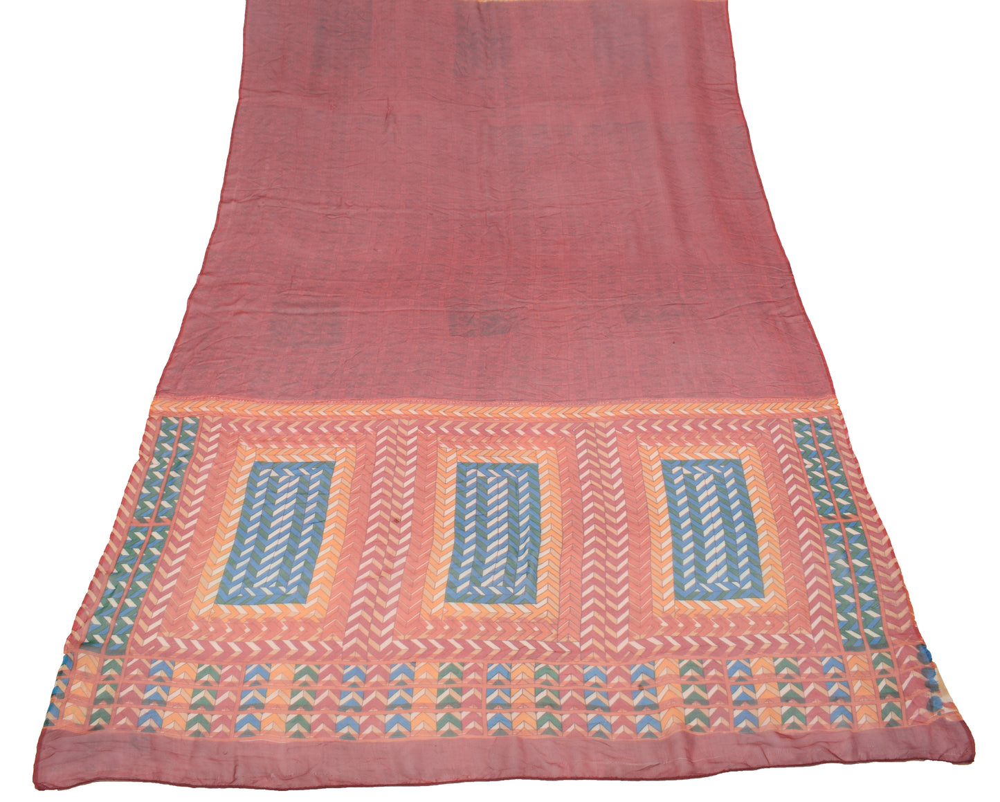 Sushila Vintage Red Dupatta Geometrical Printed Pure Georgette Long Stole