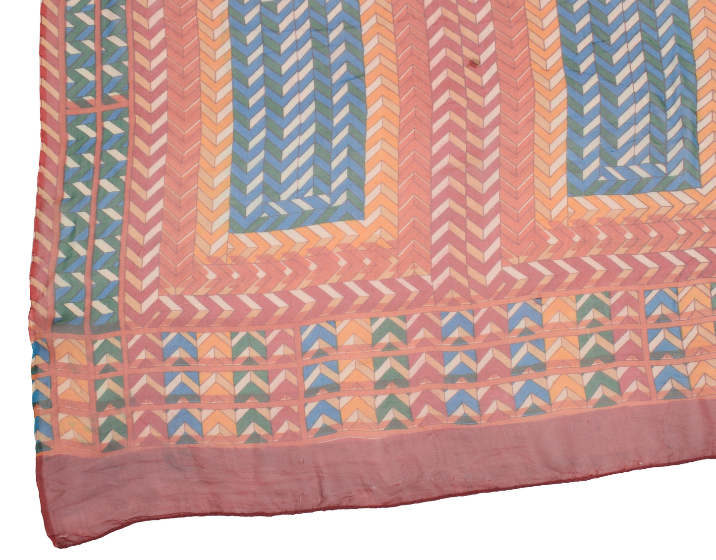 Sushila Vintage Red Dupatta Geometrical Printed Pure Georgette Long Stole