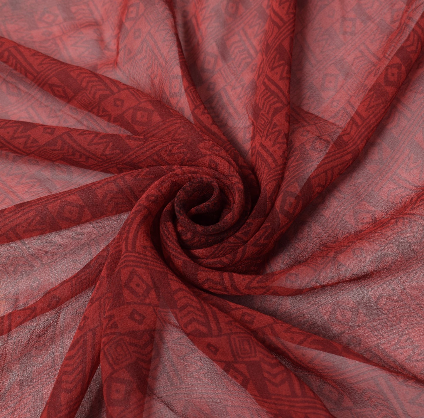 Sushila Vintage Red Dupatta Geometrical Printed Pure Georgette Long Stole