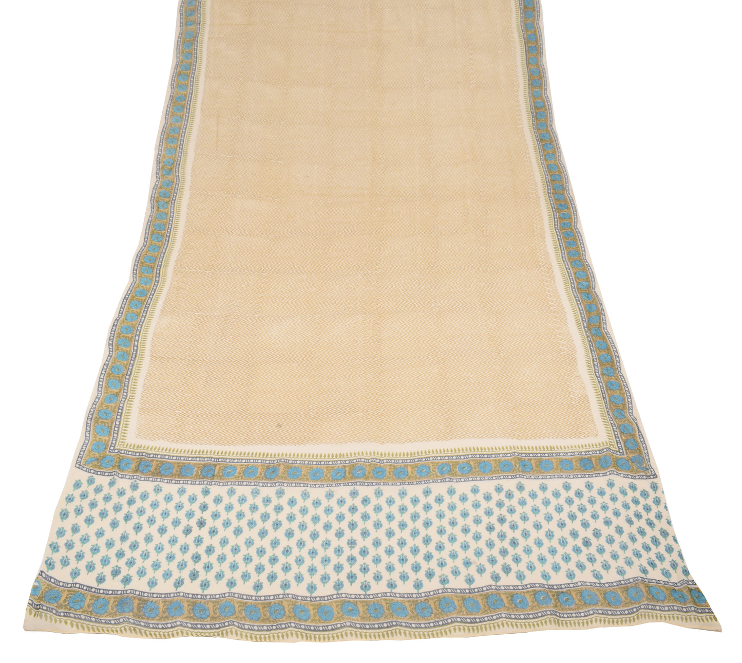 Sushila Vintage Cream Dupatta Hand Block Printed Pure Georgette Long Stole