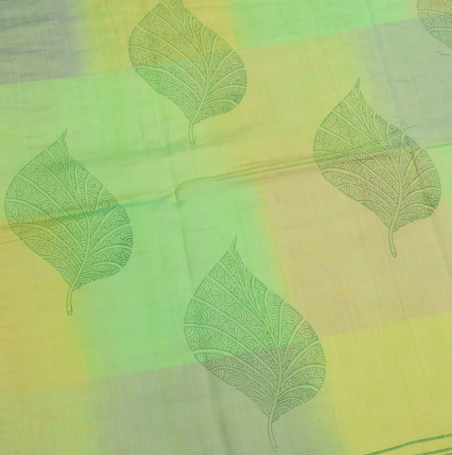Sushila Vintage Hand Block Printed Dupatta Pure Cotton Silk Green Long Stole