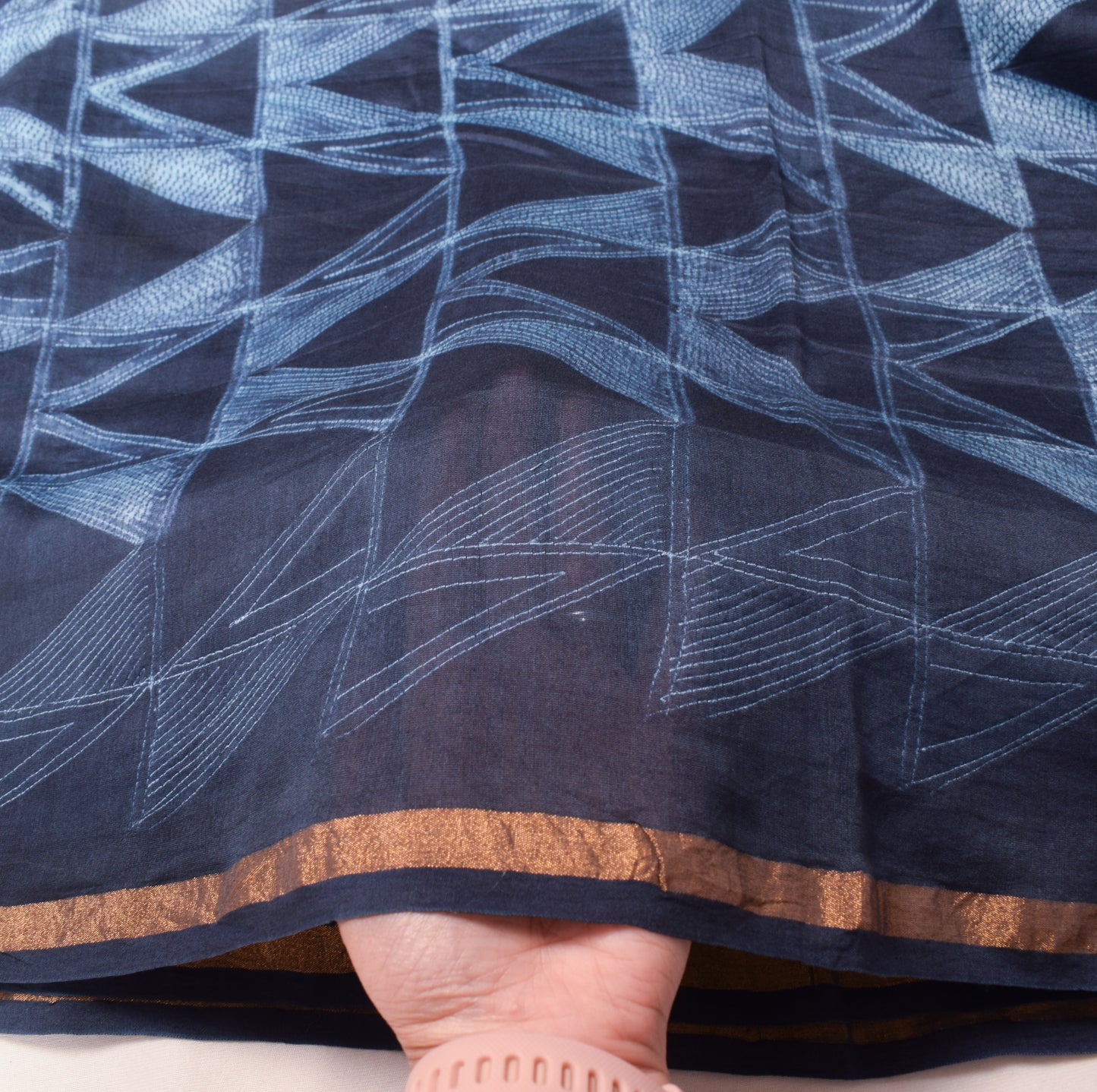 Sushila Vintage Shibori Pure Cotton Silk Dupatta Hand-Dyed Batik Blue Long Stole