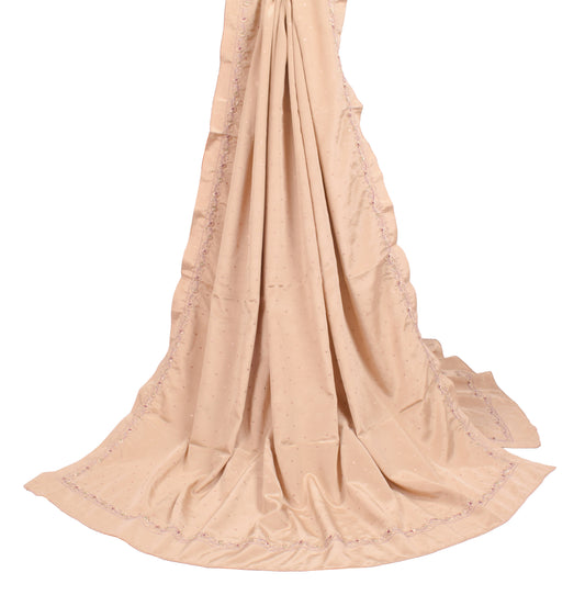 Sushila Vintage Beige Art Silk Dupatta Hand Embroidered Soft Long Stole