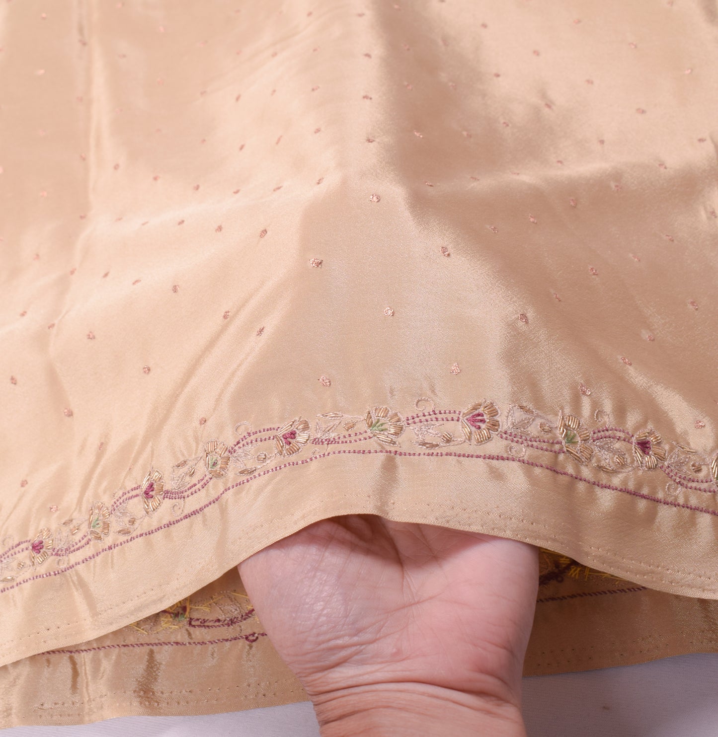 Sushila Vintage Beige Art Silk Dupatta Hand Embroidered Soft Long Stole