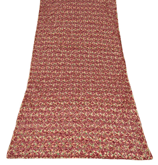 Sushila Vintage Bagh Phulkari Dupatta Art Chiffon Maroon Embroidered Long Stole