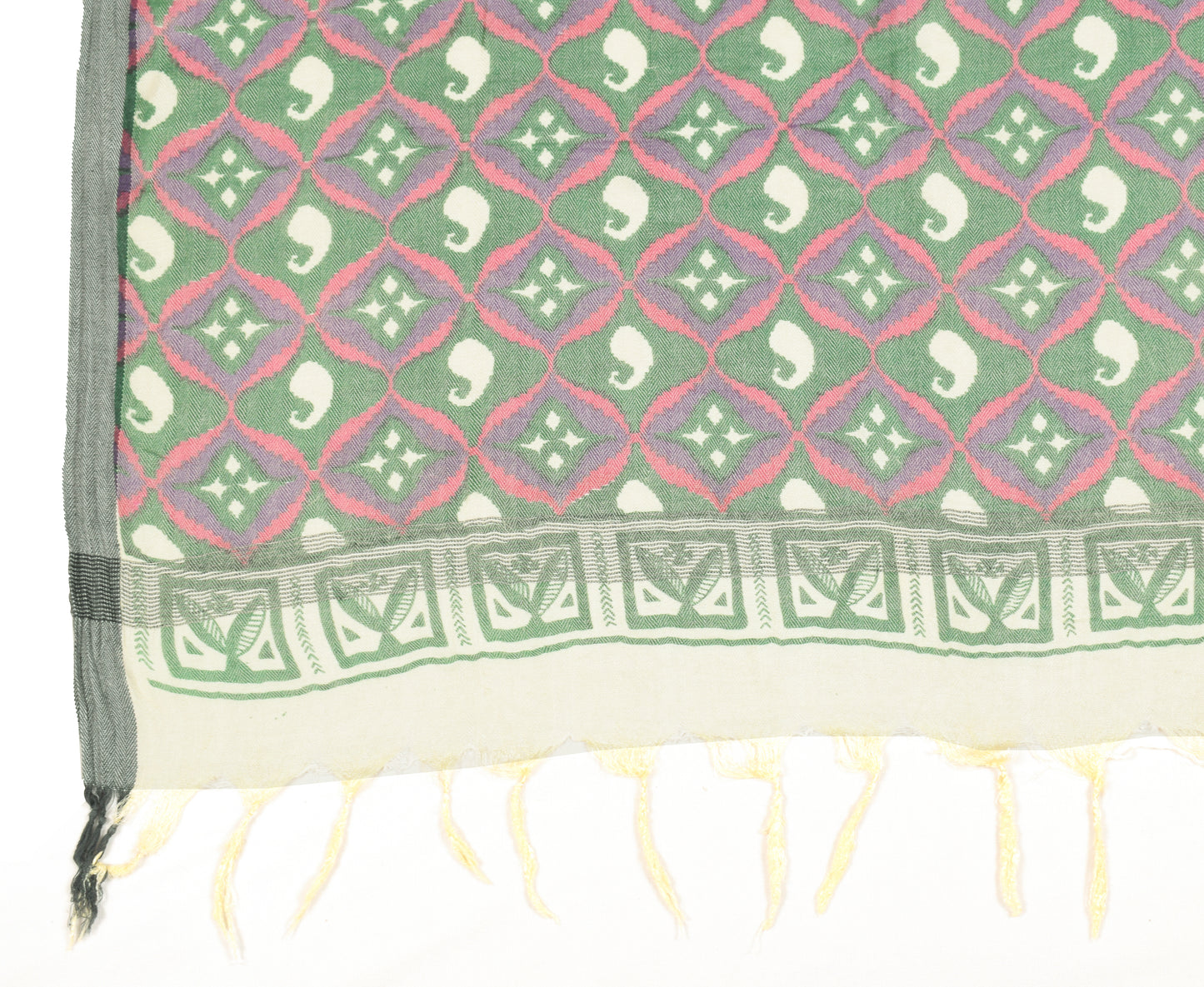 Sushila Vintage Pure Woolen Dupatta Cream Floral Printed Soft Long Stole
