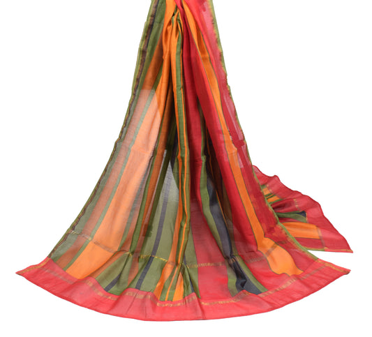 Sushila Vintage Multi-Color Dupatta Hand Block Printed Pure Cotton Silk Long Stole