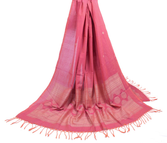 Sushila Vintage Magenta Dupatta Pure Cotton Hand Woven Soft Long Stole
