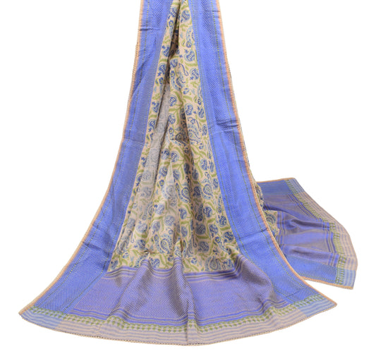 Sushila Vintage BRANDED Green Dupatta Pure Cotton Hand Block Printed Long Stole