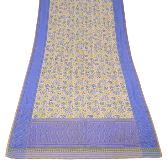 Sushila Vintage BRANDED Green Dupatta Pure Cotton Hand Block Printed Long Stole