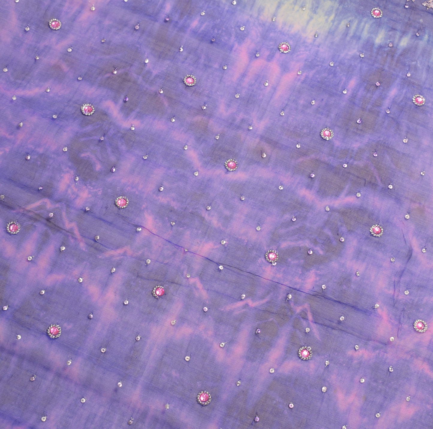 Sushila Vintage Tie-Dye Blue Dupatta Pure Chiffon Hand Beaded Long Stole