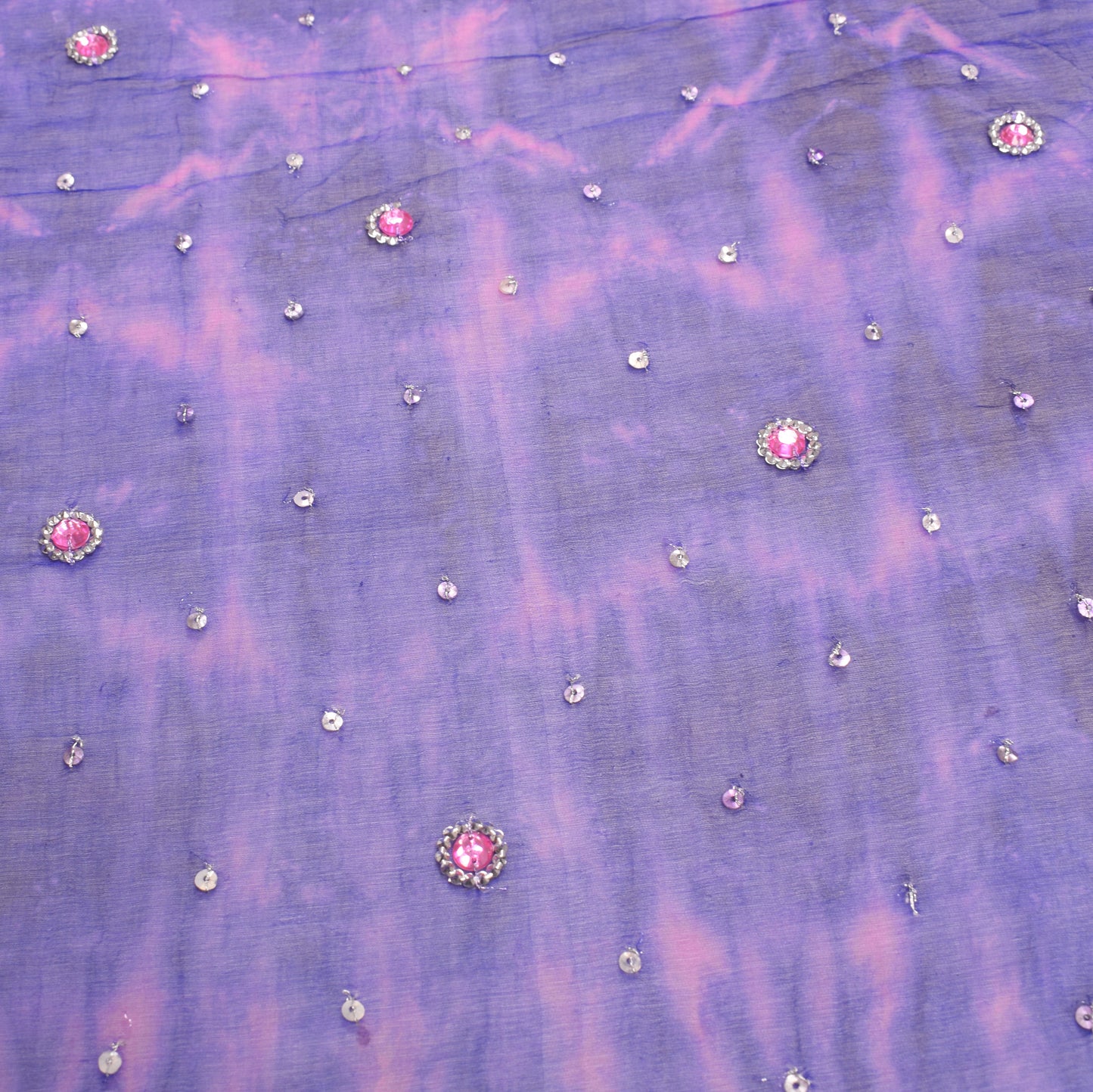 Sushila Vintage Tie-Dye Blue Dupatta Pure Chiffon Hand Beaded Long Stole