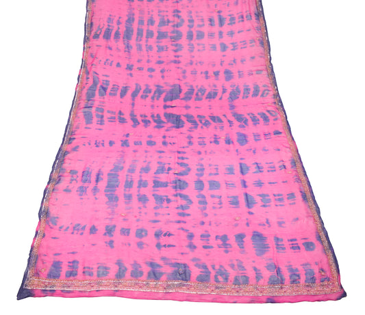 Sushila Vintage Magenta Dupatta Pure Georgette Tie-Dye & Hand Embroidered Long Stole