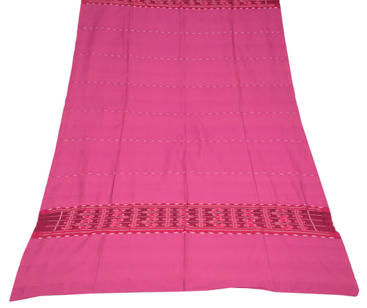 Sushila Vintage Magenta Dupatta Pure Cotton Hand Woven Ikat Long Stole