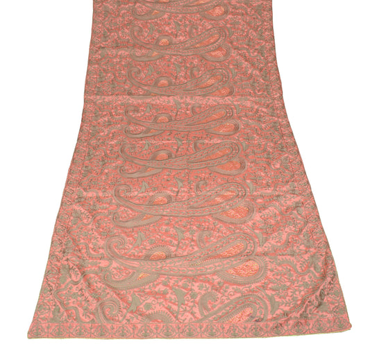Sushila Vintage Pink Dupatta Paisley Embroidered Art Silk Long Stole Wrap