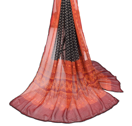 Sushila Vintage Floral Black Dupatta Pure Georgette Printed Long Stole