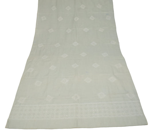 Sushila Vintage Saga Green Dupatta Pure Cotton Lucknowi Chikankari Long Stole