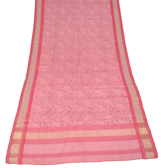 Sushila Vintage Pink Hand Block Dupatta Pure Cotton Silk Mukesh Work BRANDED Long Stole