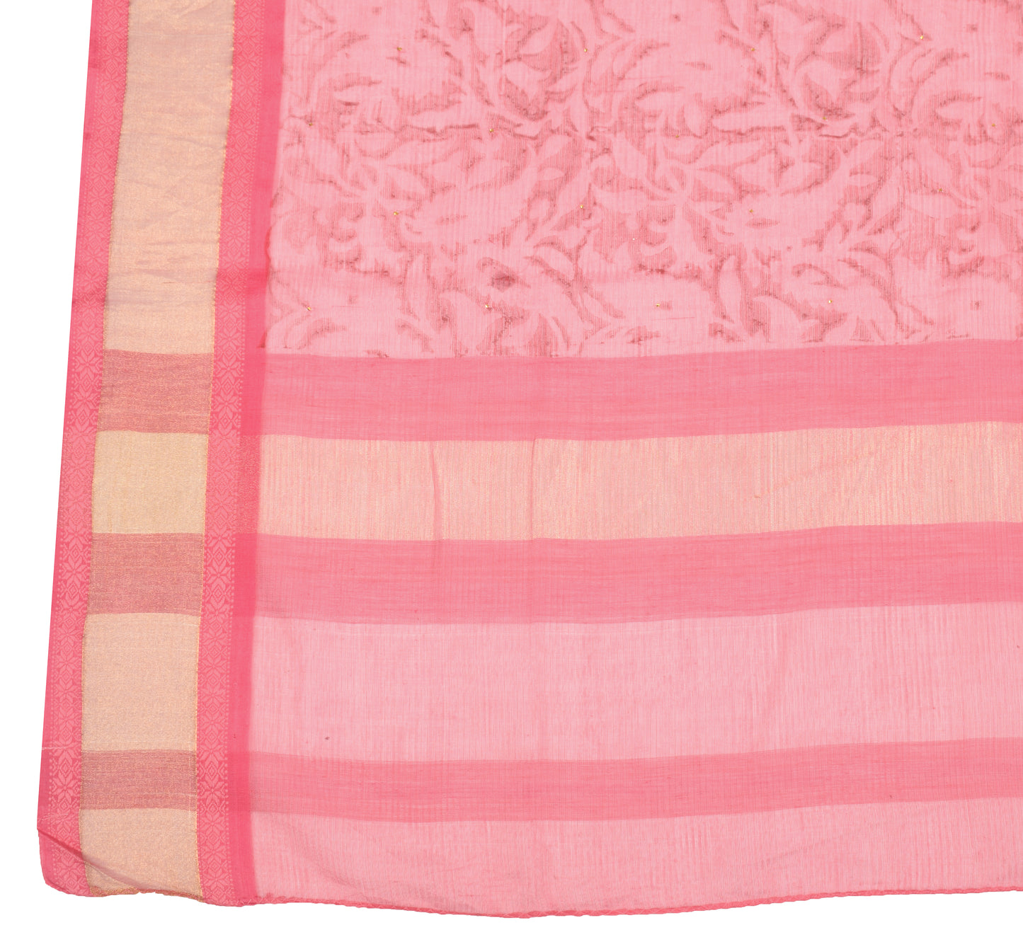 Sushila Vintage Pink Hand Block Dupatta Pure Cotton Silk Mukesh Work BRANDED Long Stole