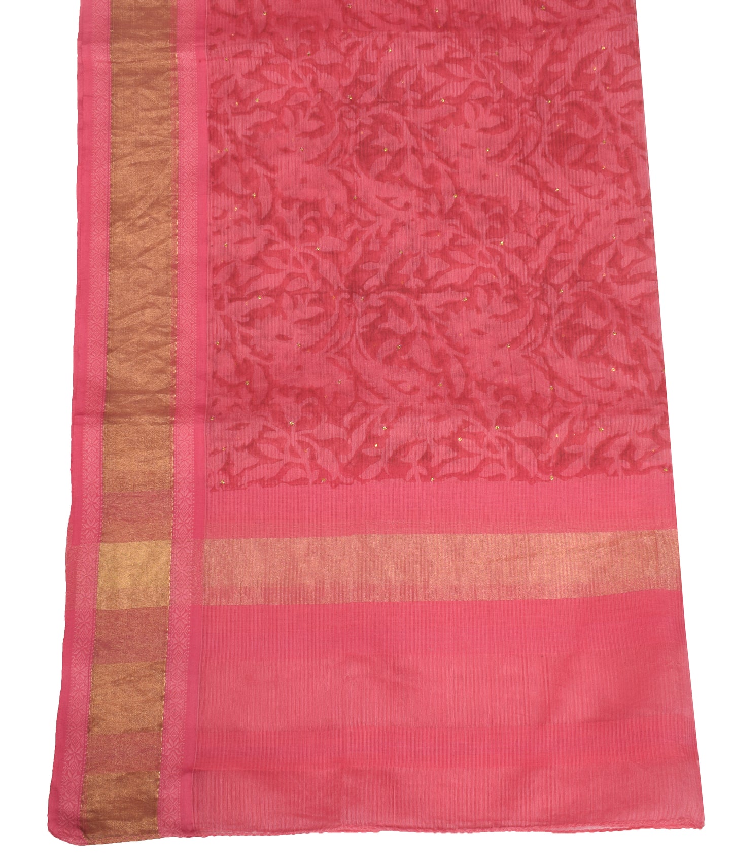 Sushila Vintage Pink Hand Block Dupatta Pure Cotton Silk Mukesh Work BRANDED Long Stole