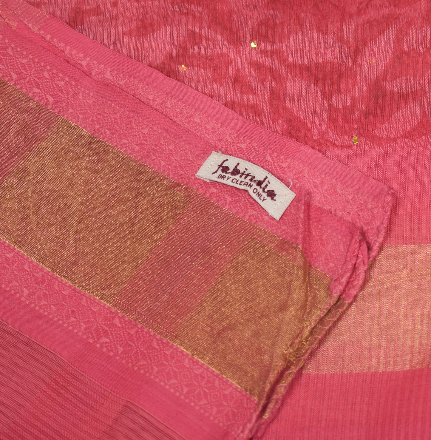 Sushila Vintage Pink Hand Block Dupatta Pure Cotton Silk Mukesh Work BRANDED Long Stole