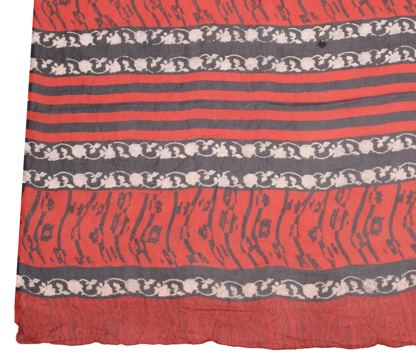 Sushila Vintage Off White Dupatta Pure Georgette Hand Block Print Long Stole