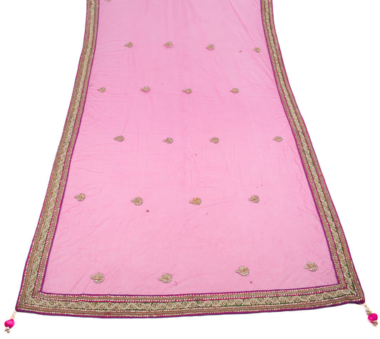 Sushila Vintage Polki Kundan Work Dupatta Magenta Net HEAVY Long Stole