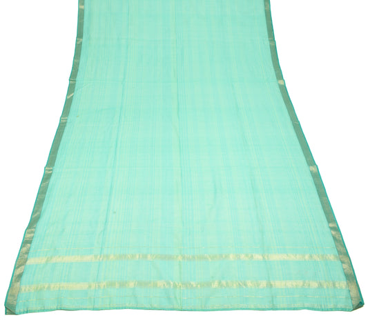 Sushila Vintage Aqua Green Dupatta Pure Cotton Zari Woven Stripes Long Stole
