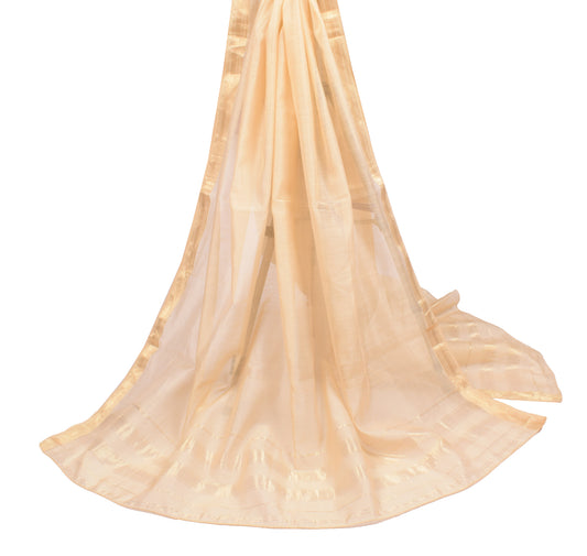 Sushila Vintage Beige Dupatta Pure Cotton Silk Zari Woven Long Stole