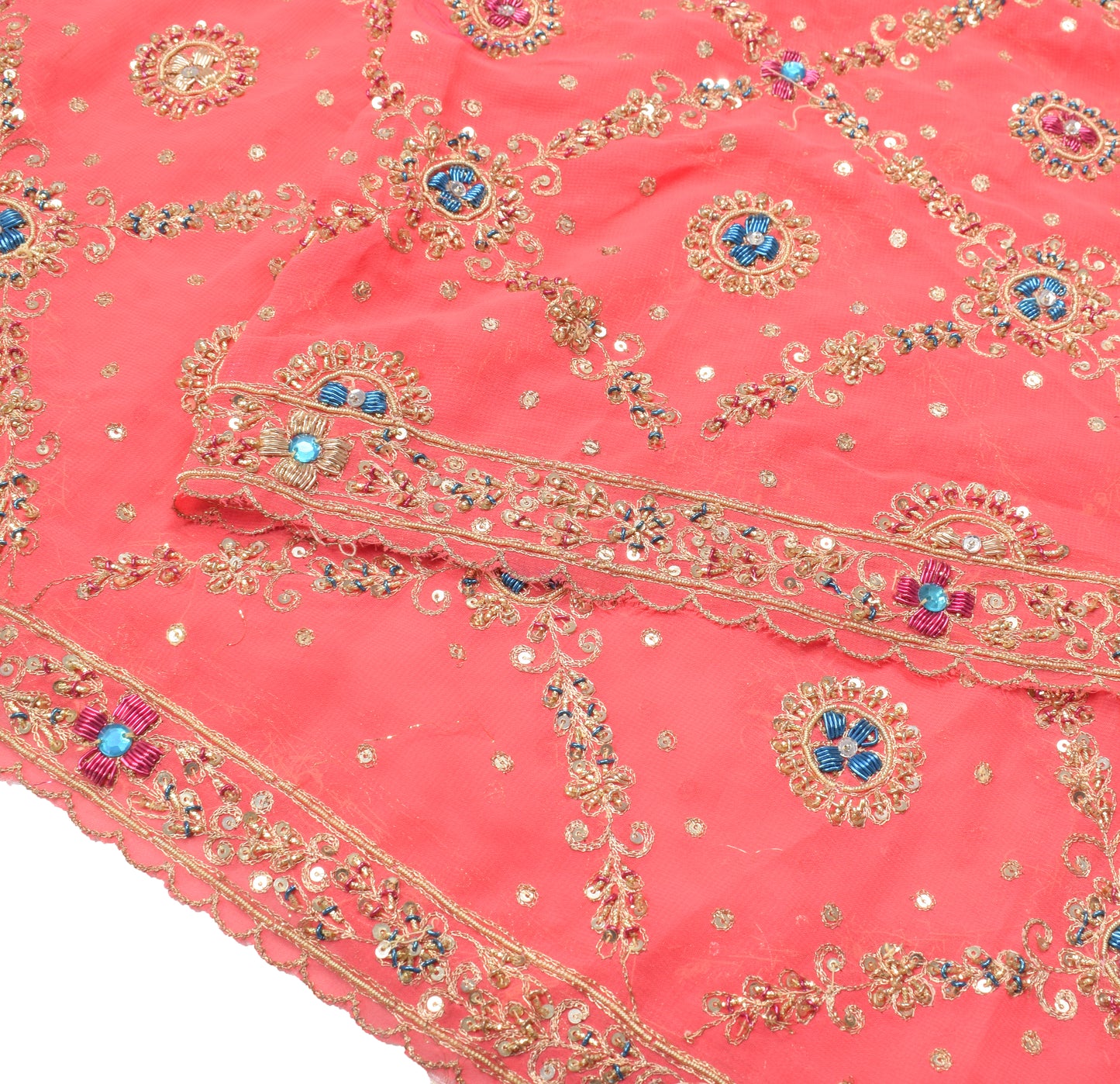 Sushila Vintage Gajri Pink Heavy Dupatta Art Georgette Zardozi Work Long Stole