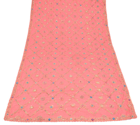 Sushila Vintage Gajri Pink Heavy Dupatta Art Georgette Zardozi Work Long Stole
