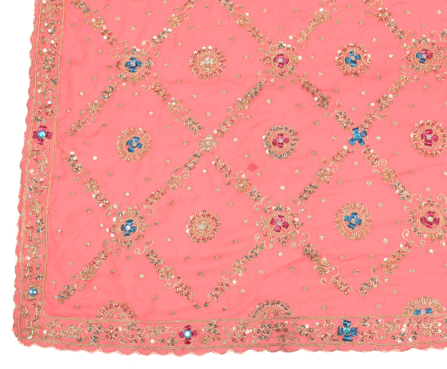 Sushila Vintage Gajri Pink Heavy Dupatta Art Georgette Zardozi Work Long Stole