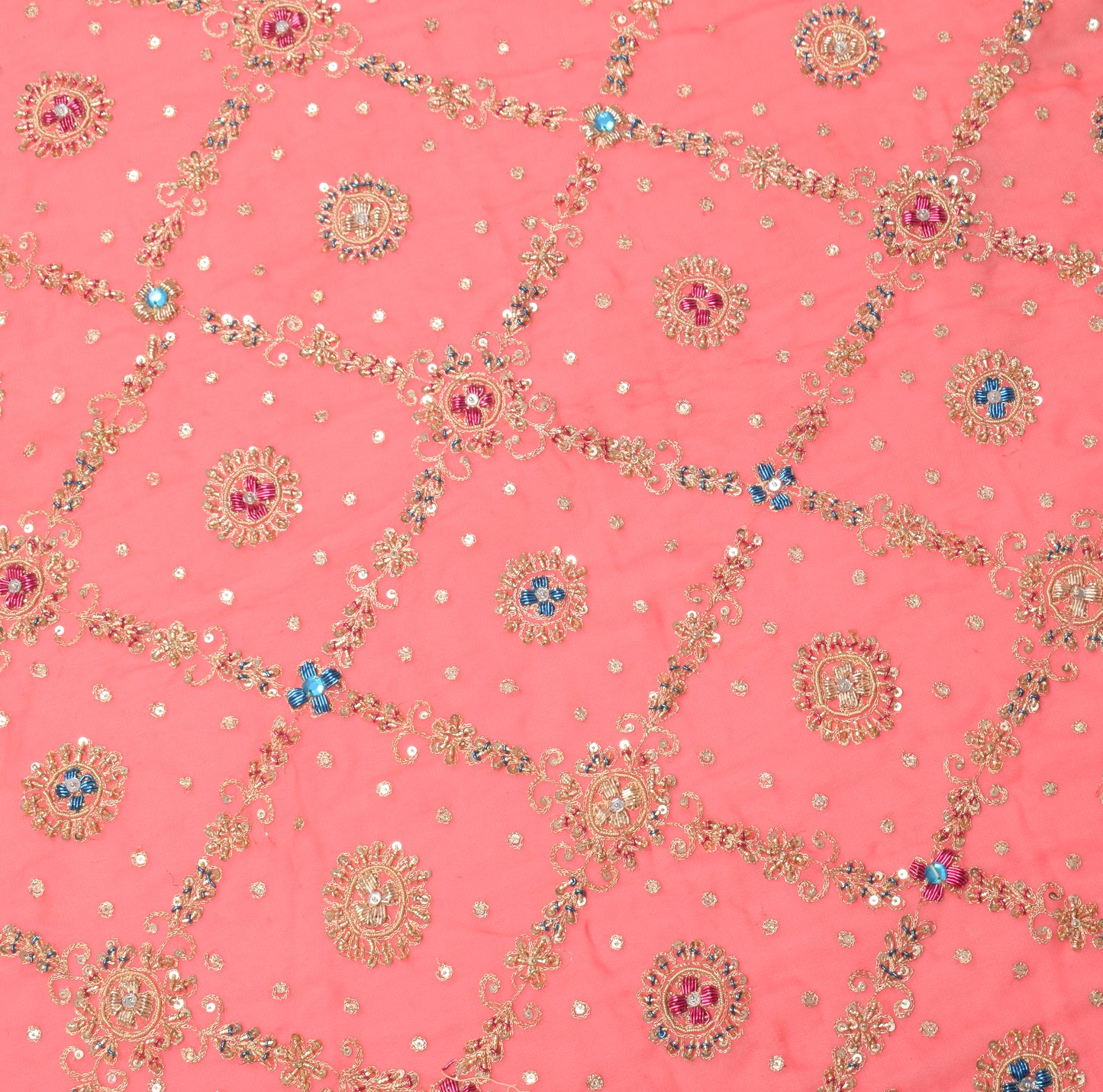 Sushila Vintage Gajri Pink Heavy Dupatta Art Georgette Zardozi Work Long Stole