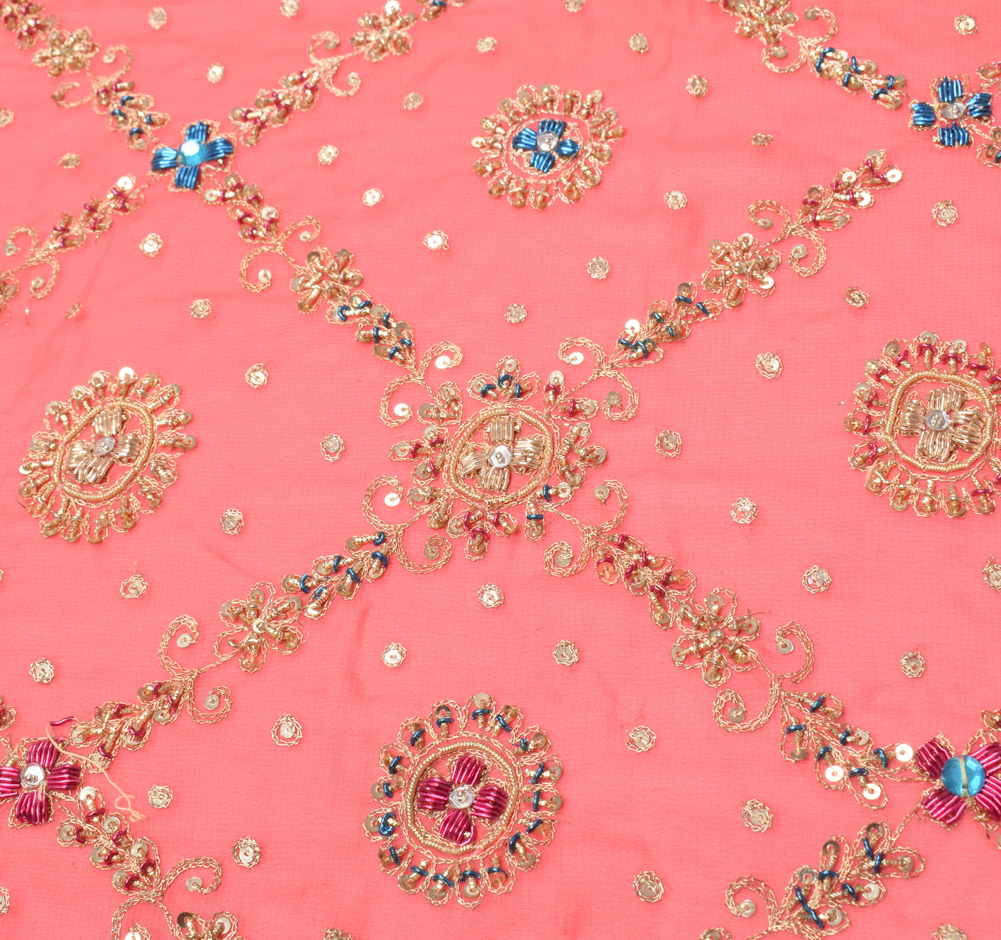 Sushila Vintage Gajri Pink Heavy Dupatta Art Georgette Zardozi Work Long Stole
