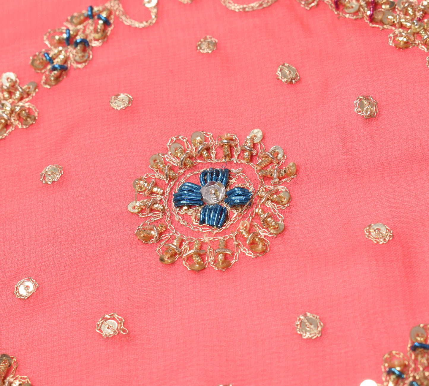 Sushila Vintage Gajri Pink Heavy Dupatta Art Georgette Zardozi Work Long Stole