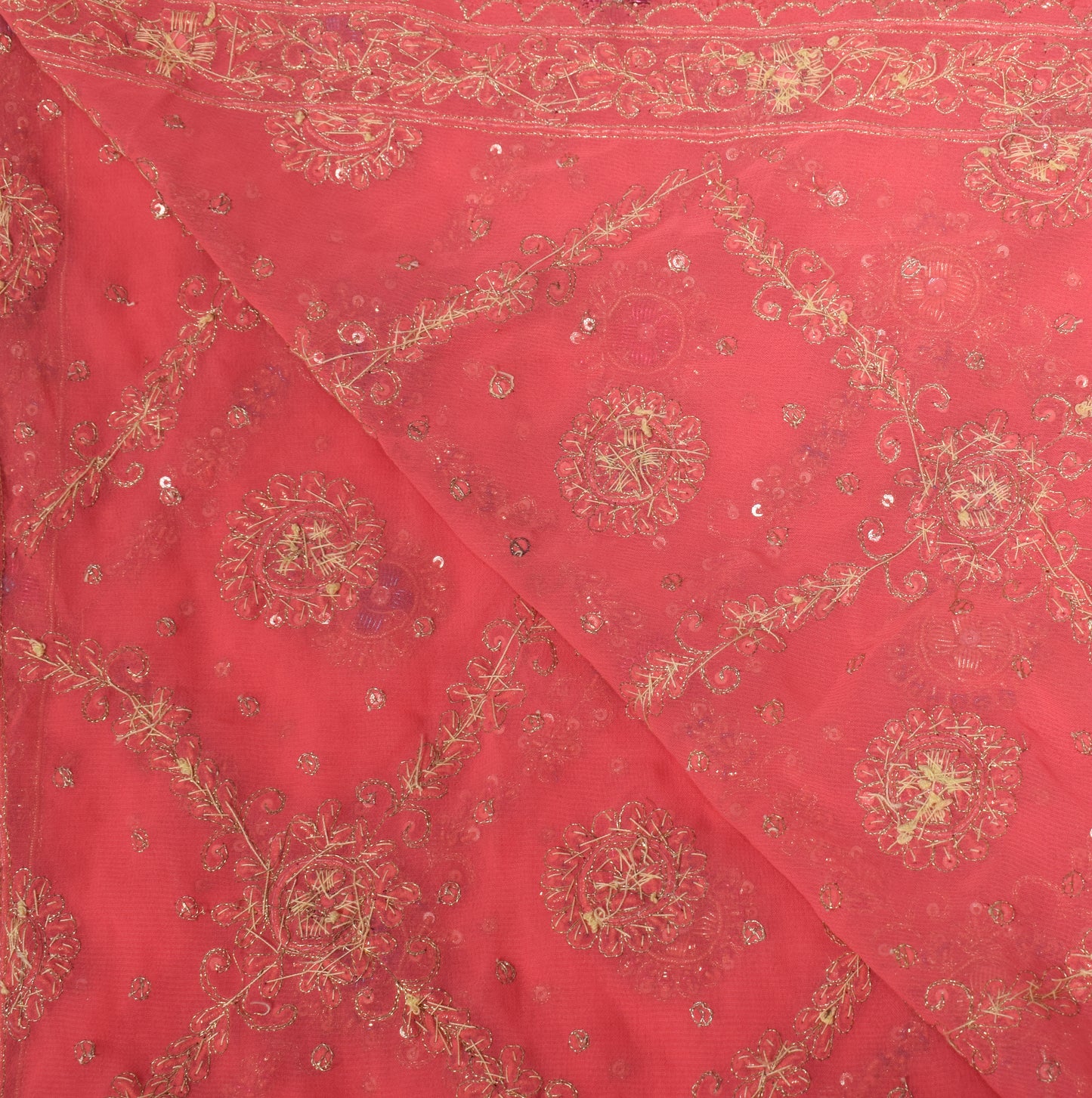 Sushila Vintage Gajri Pink Heavy Dupatta Art Georgette Zardozi Work Long Stole