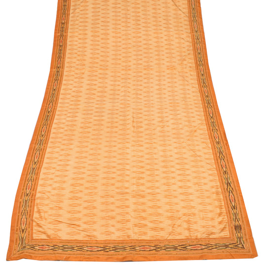 Sushila Vintage Handwoven Pochampally Ikat Dupatta Pure Silk Peach Long Stole