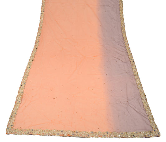Sushila Vintage Orange Brown Net Dupatta Gold Border Mirror Work Long Stole