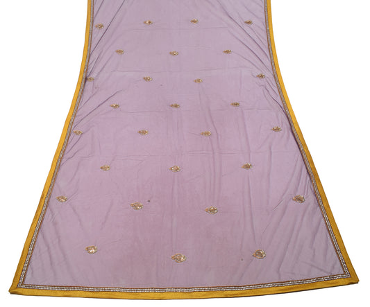 Sushila Vintage Purple Net Mesh Dupatta Hand Beaded Floral Long Stole