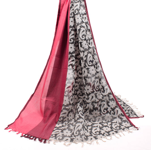 Sushila Vintage Black Dupatta Printed & Woven Pure Cotton Silk Long Stole