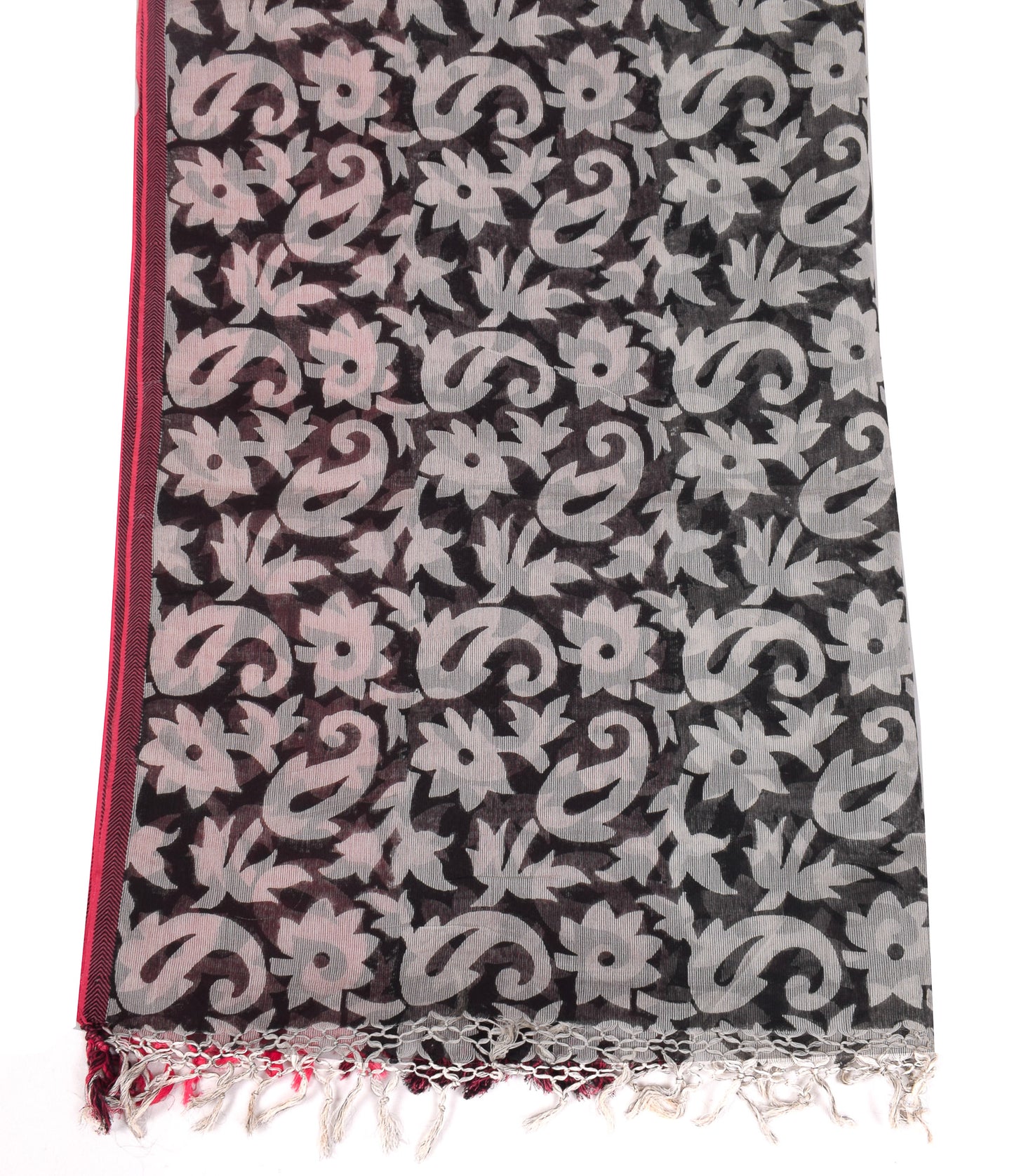 Sushila Vintage Black Dupatta Printed & Woven Pure Cotton Silk Long Stole