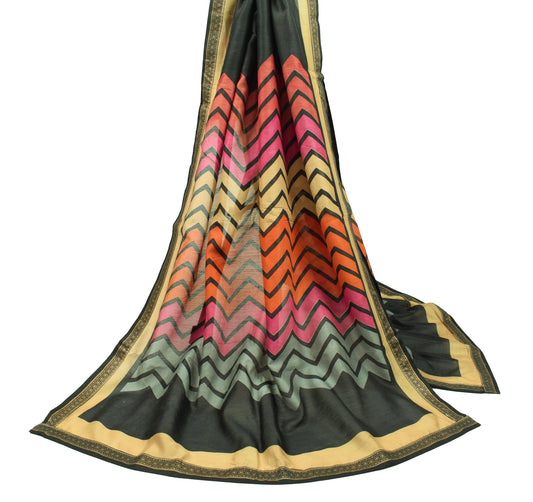 Sushila Vintage Multi-Color Dupatta Pure Cotton Silk Printed Long Stole Wrap